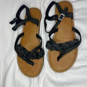 Tom's Black Braided Sandals